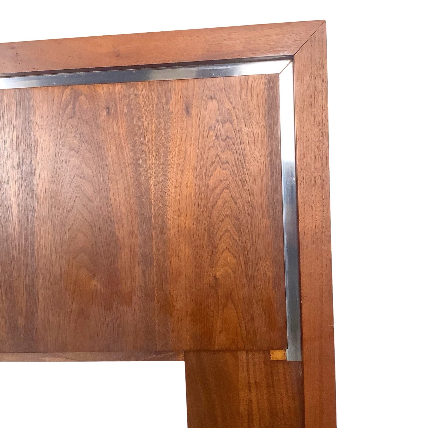 Mid-Century Walnut Headboard W Chrome Trim - image-8