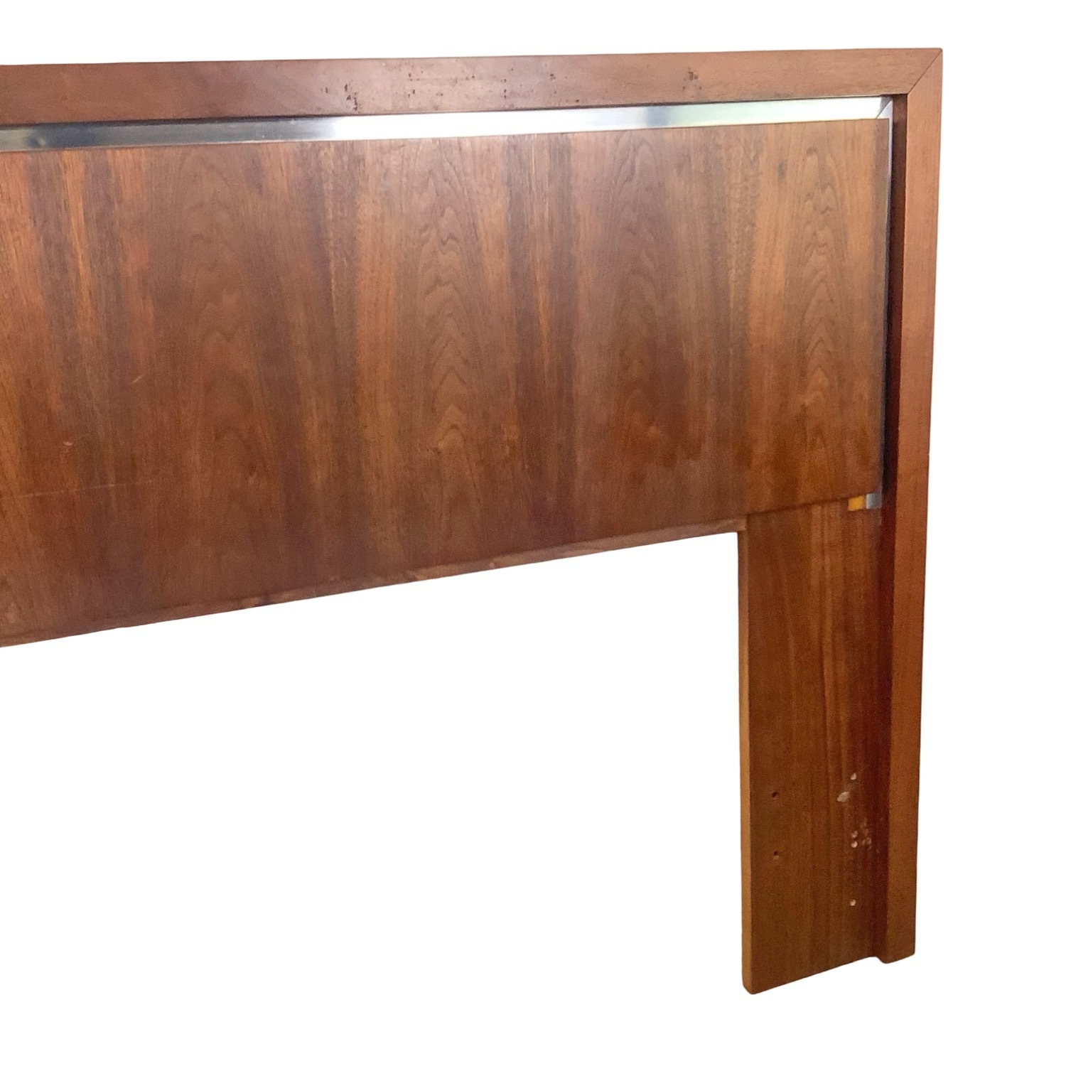 Mid-Century Walnut Headboard W Chrome Trim - image-4