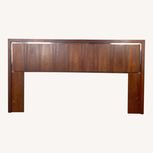 Used Mid-Century Walnut Headboard W Chrome Trim for sale on AptDeco