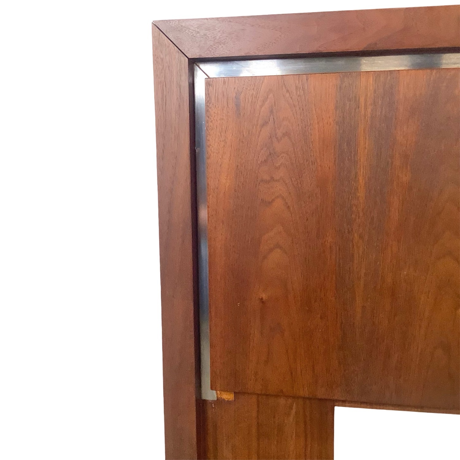 Mid-Century Walnut Headboard W Chrome Trim - image-10