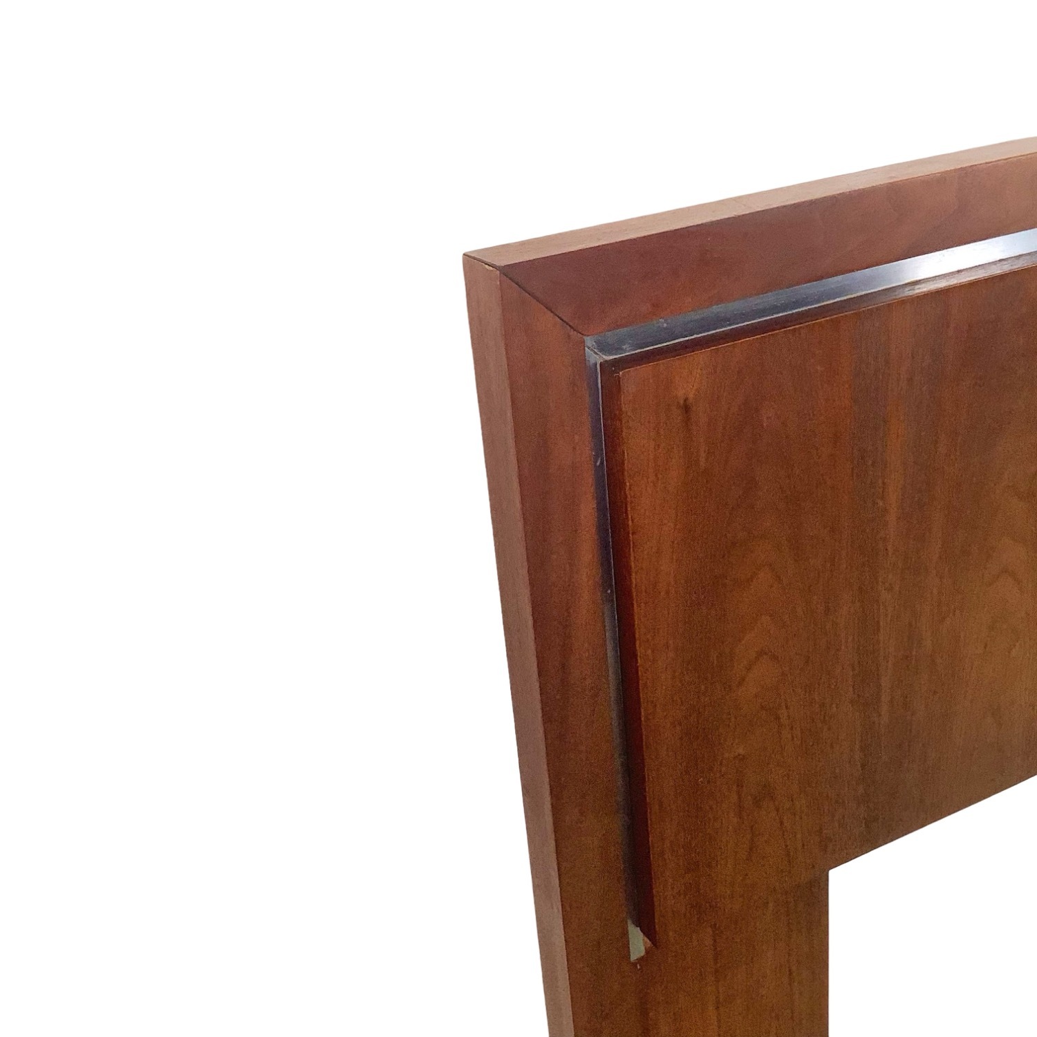 Mid-Century Walnut Headboard W Chrome Trim - image-9