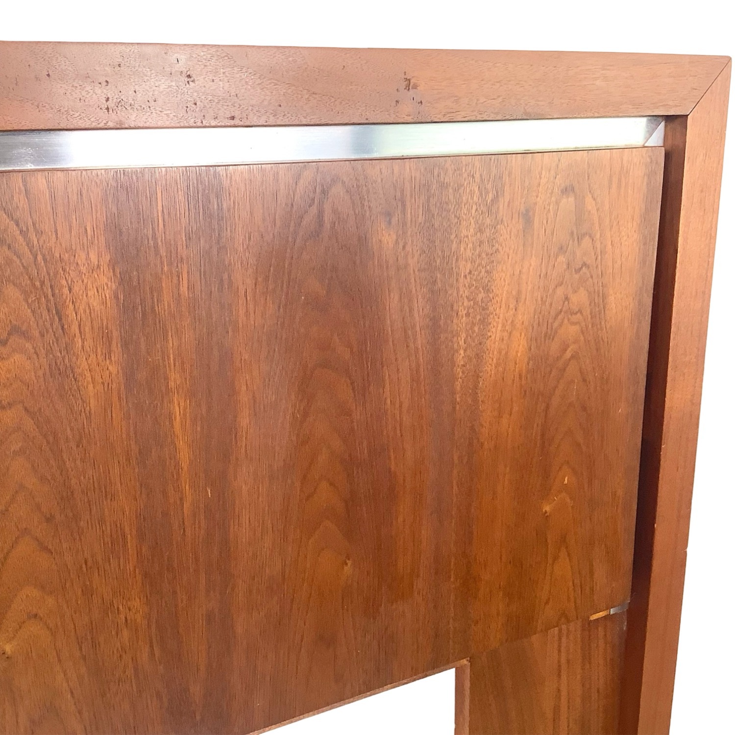 Mid-Century Walnut Headboard W Chrome Trim - image-18