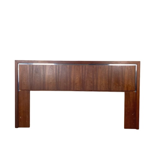 Used Mid-Century Walnut Headboard W Chrome Trim for sale on AptDeco