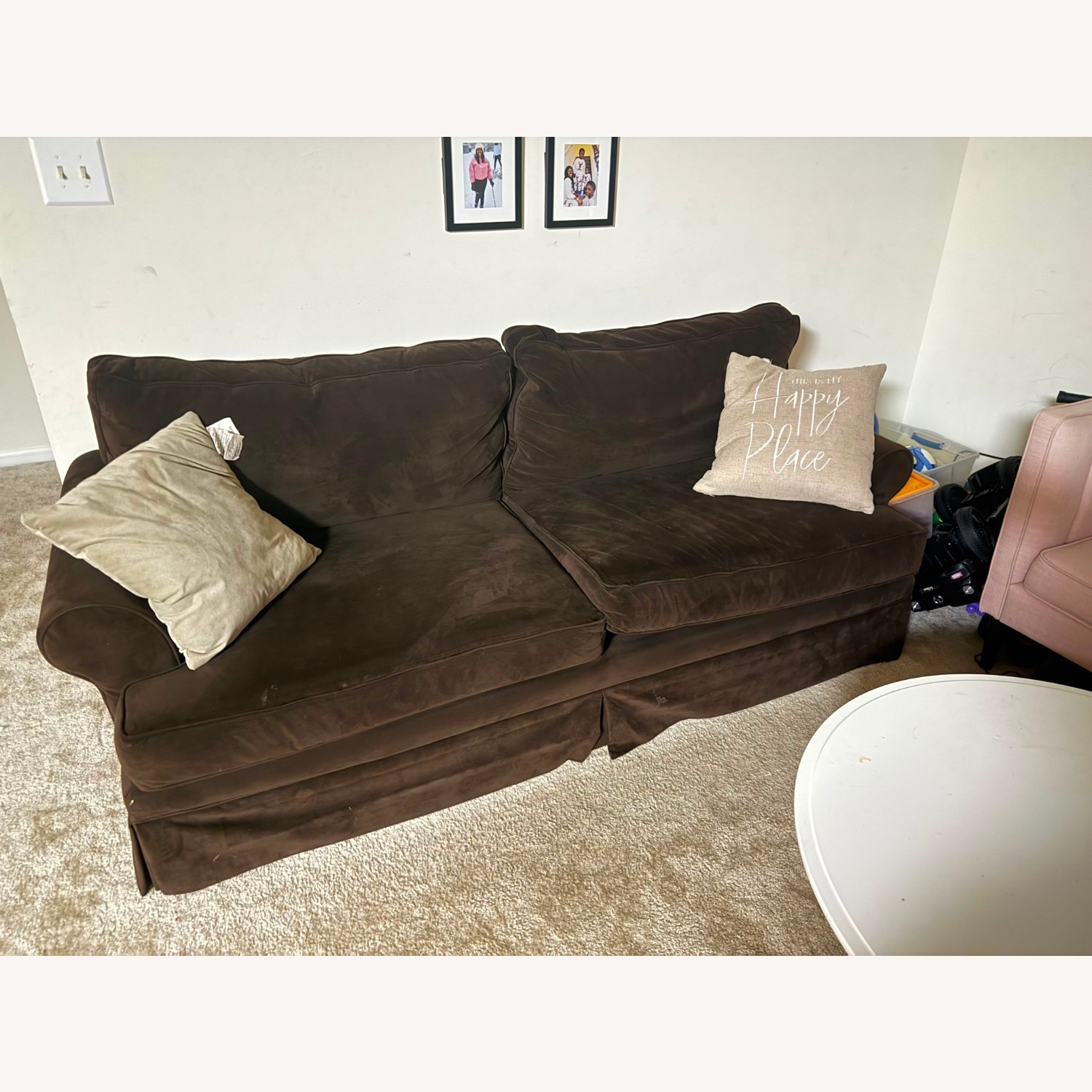 Dark Brown Fabric 3+ Piece Sectional - image-3
