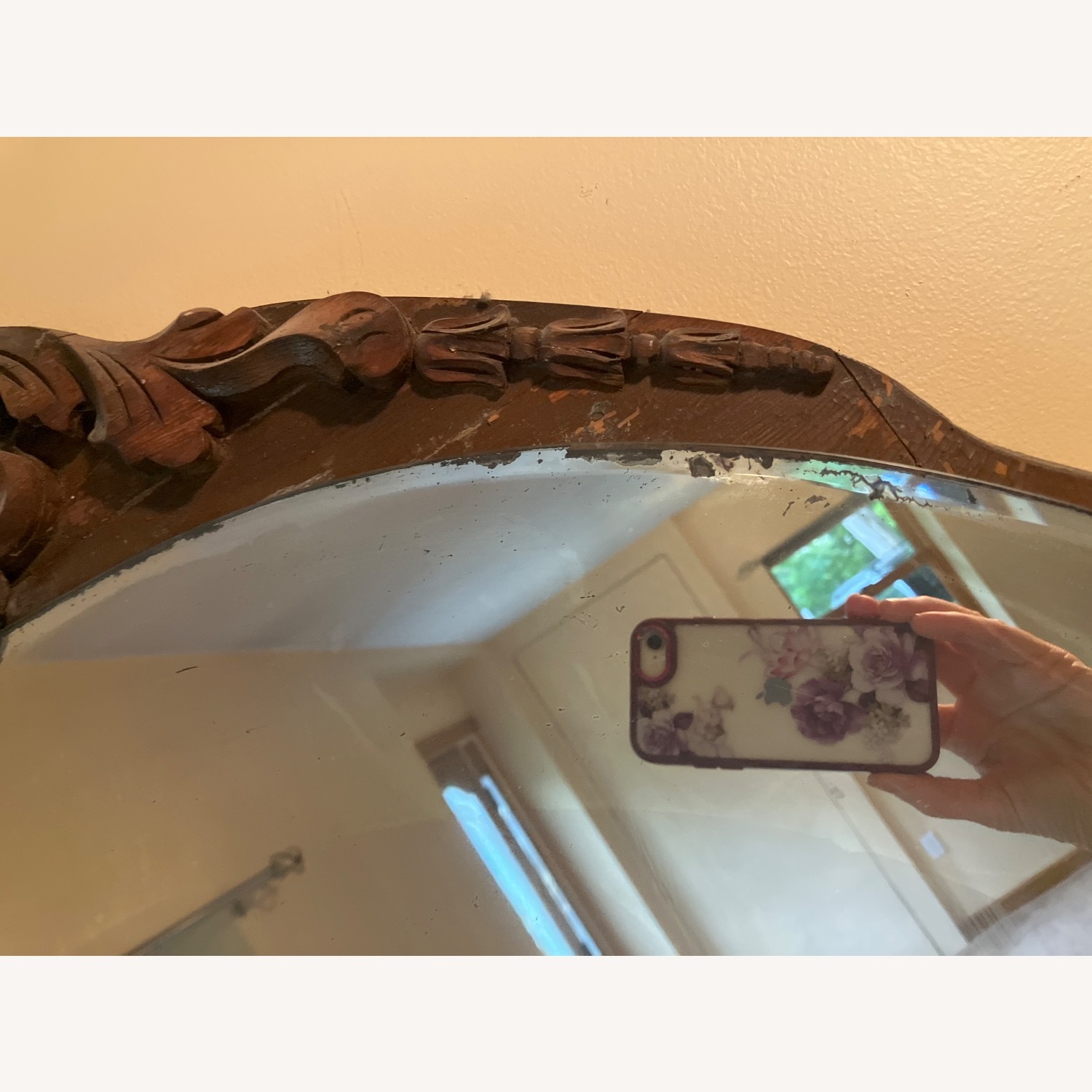 Vintage/Antique Finds Dark Brown Wood Wall Mirror - image-4