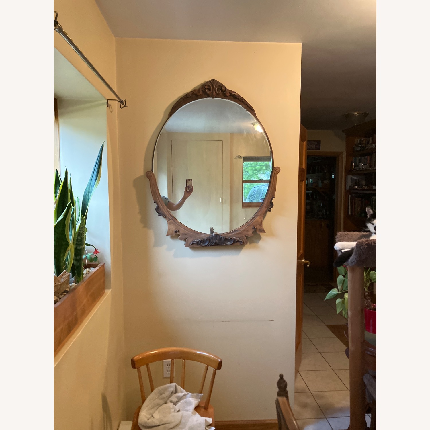 Vintage/Antique Finds Dark Brown Wood Wall Mirror - image-2