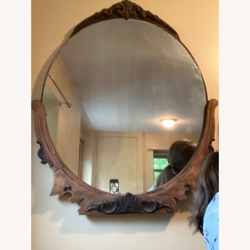Used Vintage/Antique Finds Dark Brown Wood Wall Mirror for sale on AptDeco