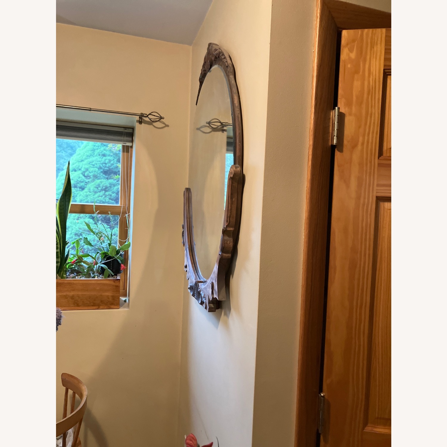 Vintage/Antique Finds Dark Brown Wood Wall Mirror - image-3