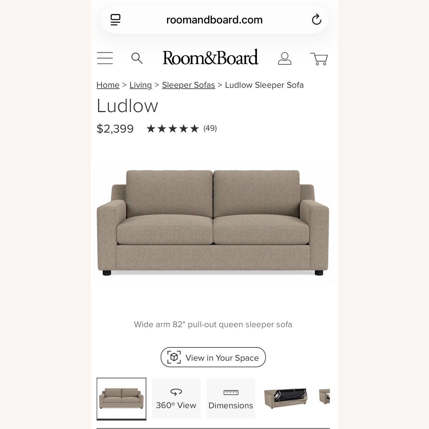 Room & Board Ludlow Sleeper Sofa  - image-2