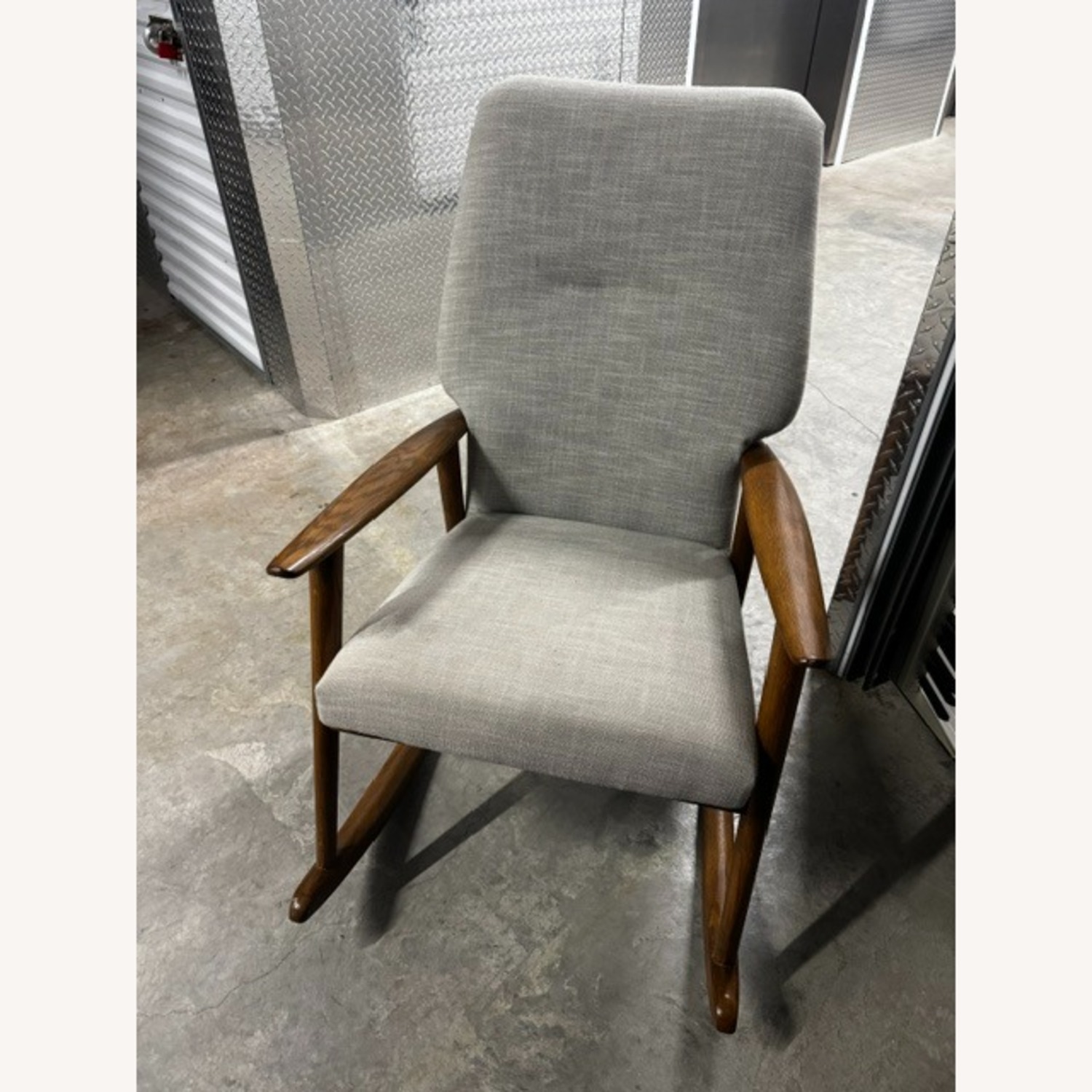 West Elm Light Gray and Wood Rocking Chair - image-1