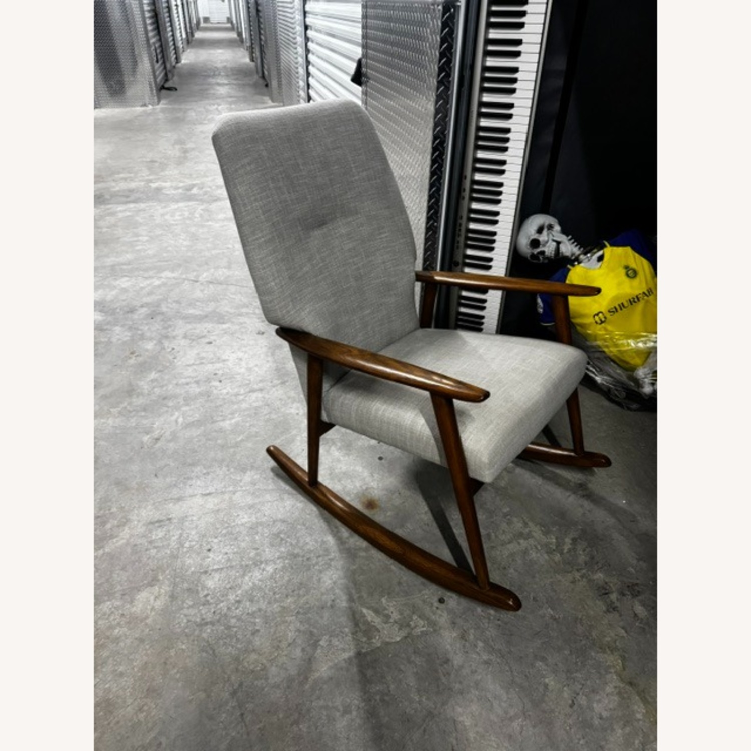 West Elm Light Gray and Wood Rocking Chair - image-2