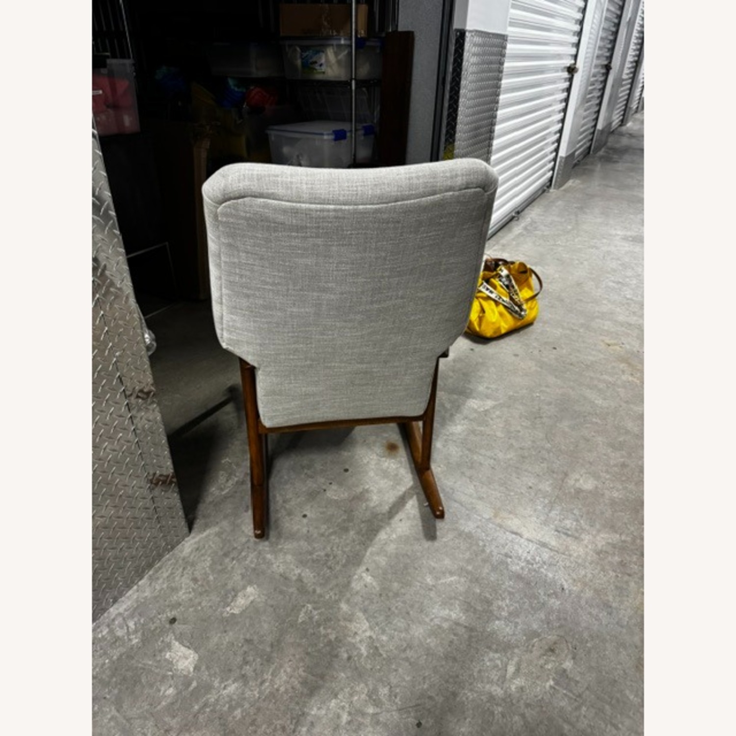 West Elm Light Gray and Wood Rocking Chair - image-3