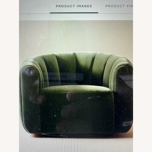 Used CB2 Fitz Channeled Green Velvet Swivel Chair for sale on AptDeco