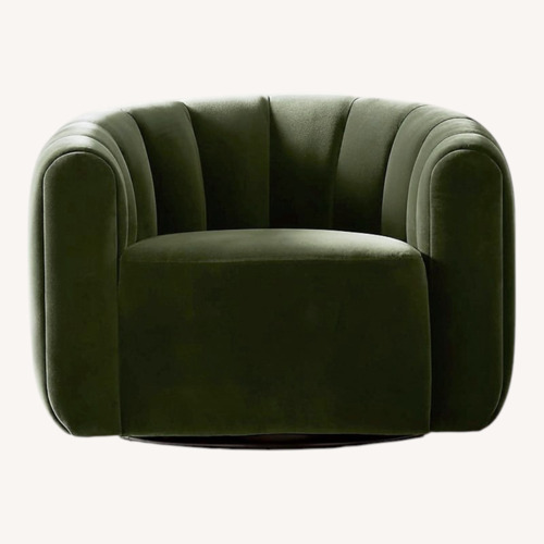 Used CB2 Fitz Channeled Green Velvet Swivel Chair for sale on AptDeco