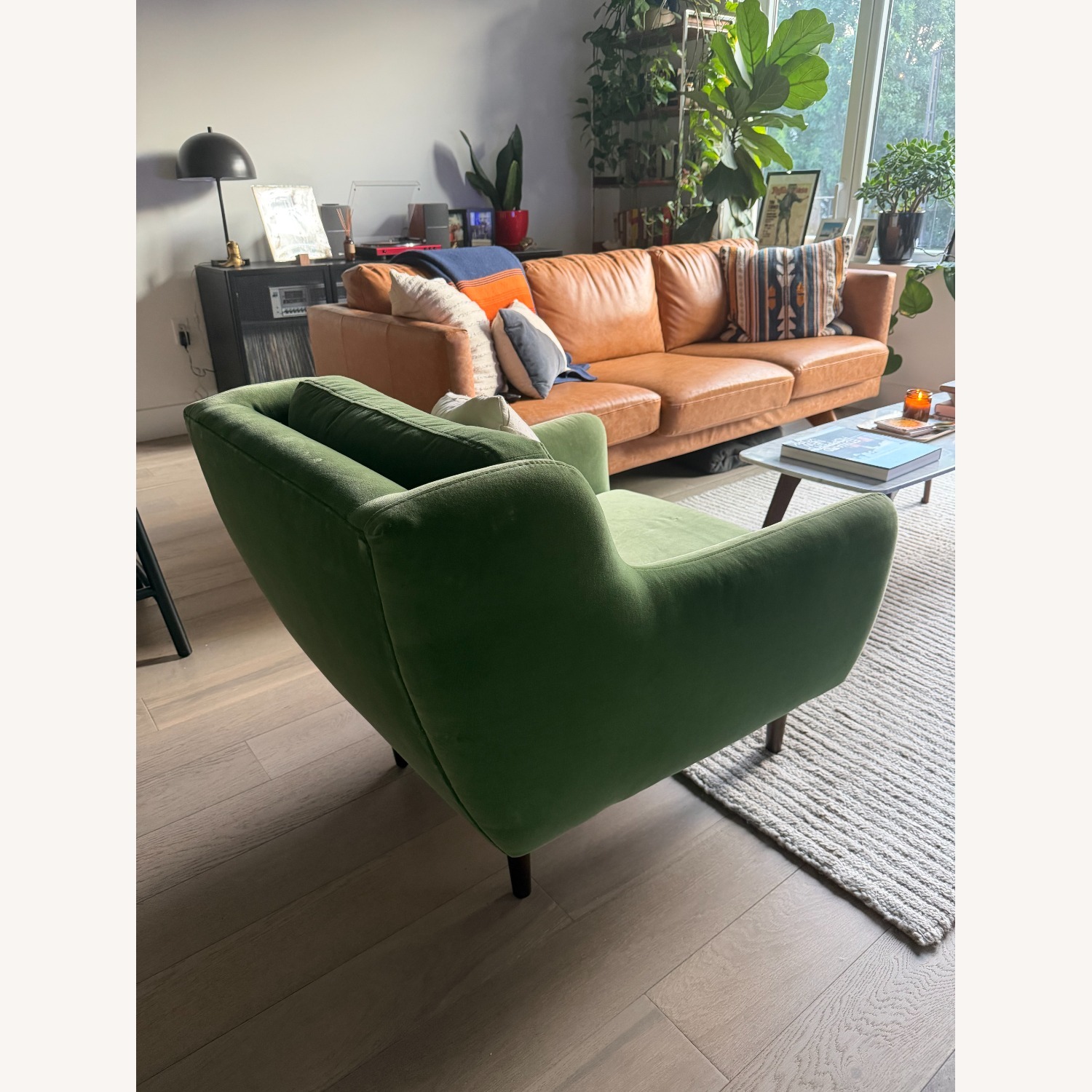 Article Matrix 30.5" Velvet Lounge Chair - Grass Green - image-2