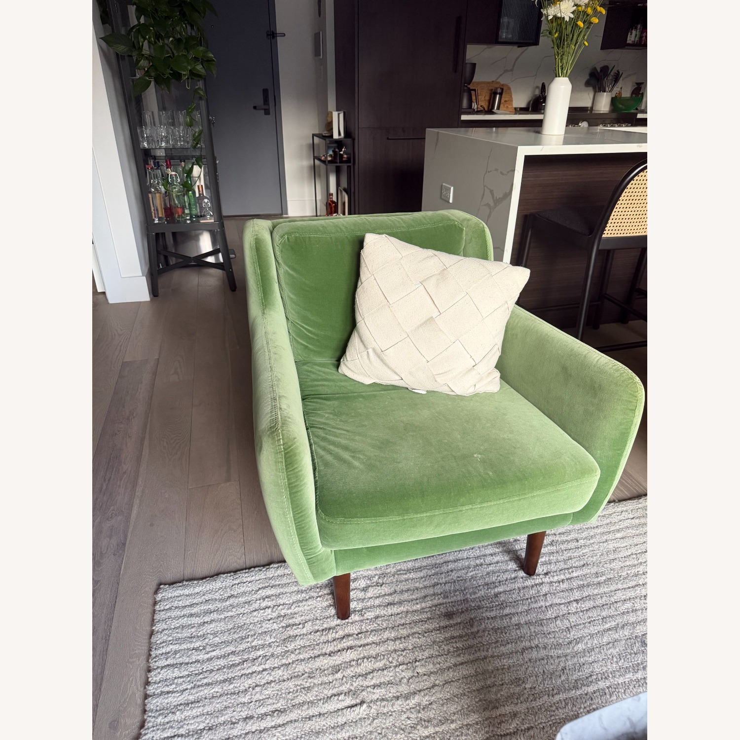 Article Matrix 30.5" Velvet Lounge Chair - Grass Green - image-1