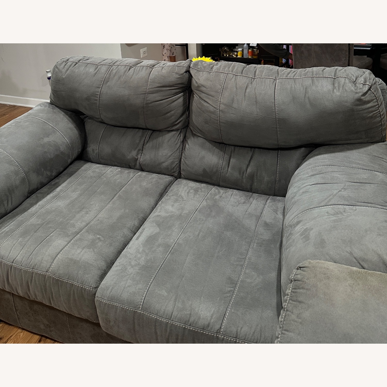 Dark Brown Fabric Loveseat - image-2