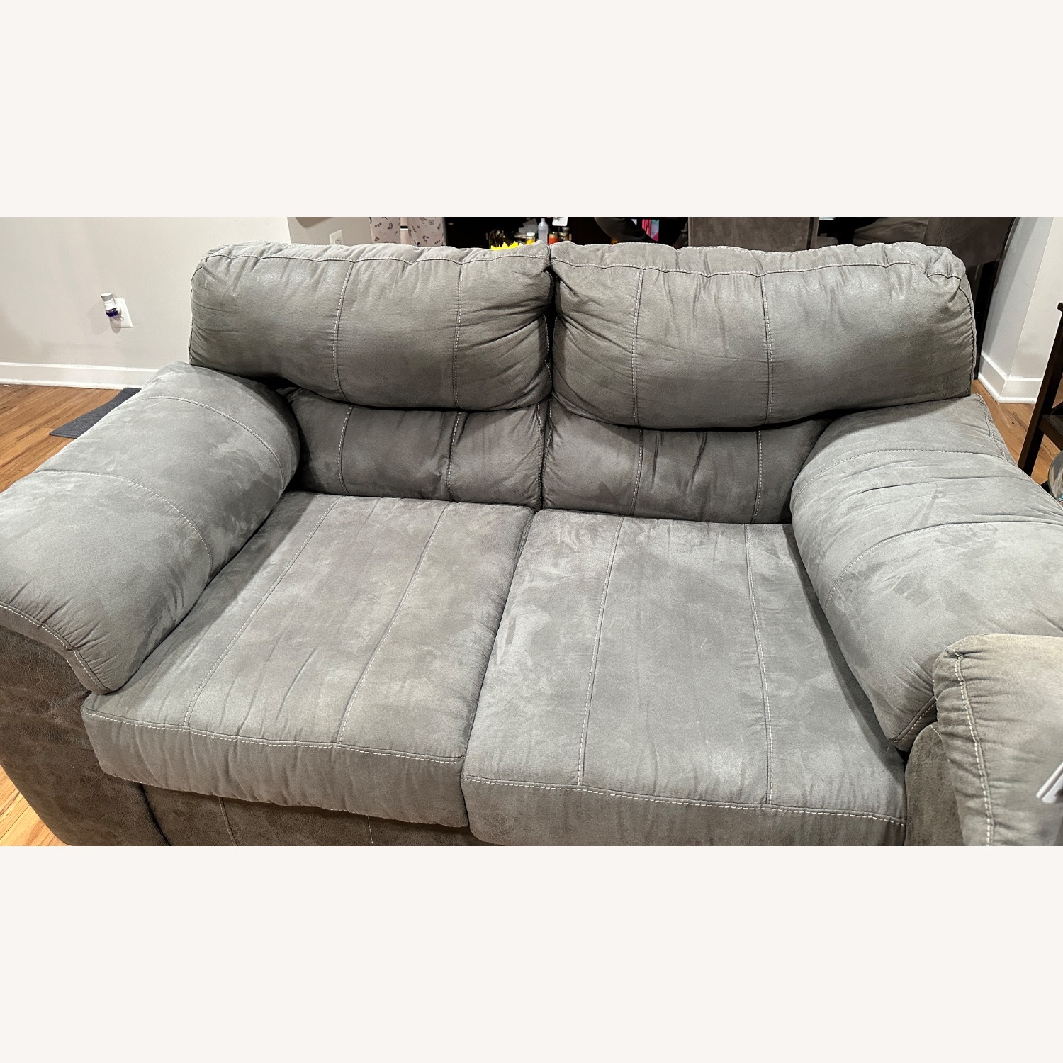 Dark Brown Fabric Loveseat - image-4