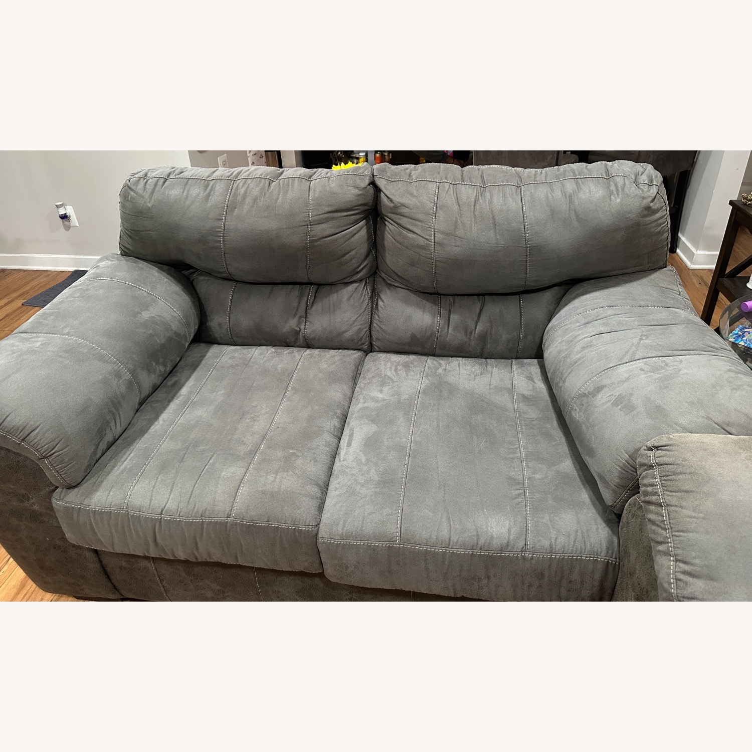 Dark Brown Fabric Loveseat - image-3