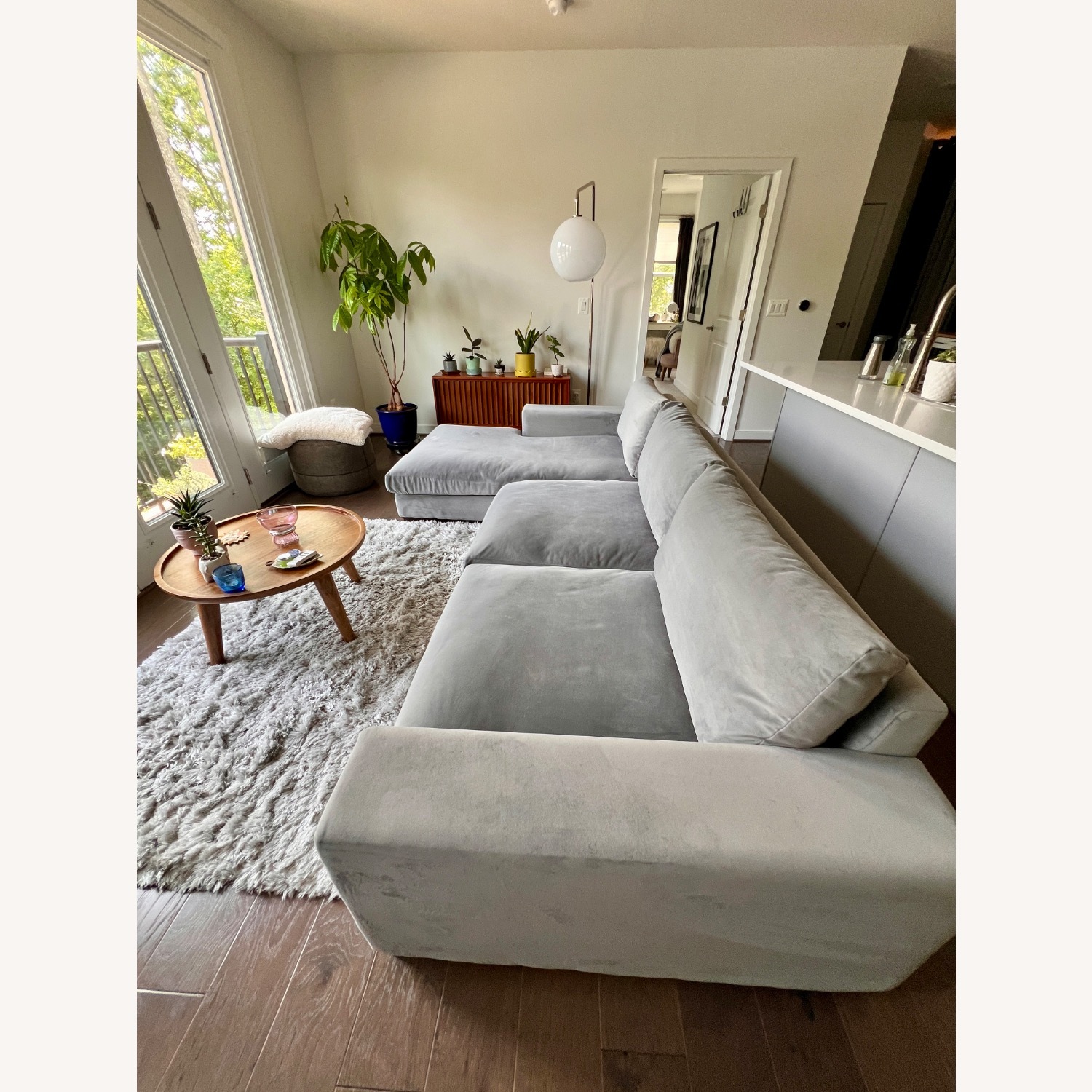 Joybird Holt Light Gray Velvet 2 Piece Sectional - image-2