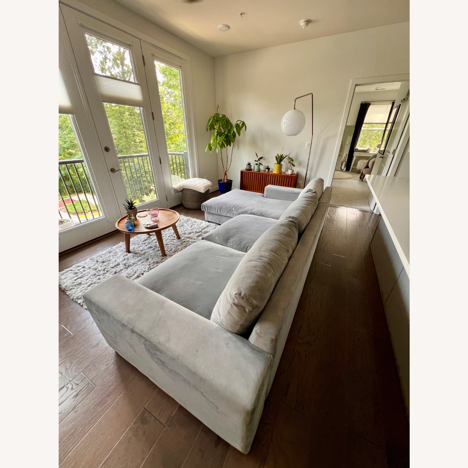 Joybird Holt Light Gray Velvet 2 Piece Sectional - image-3