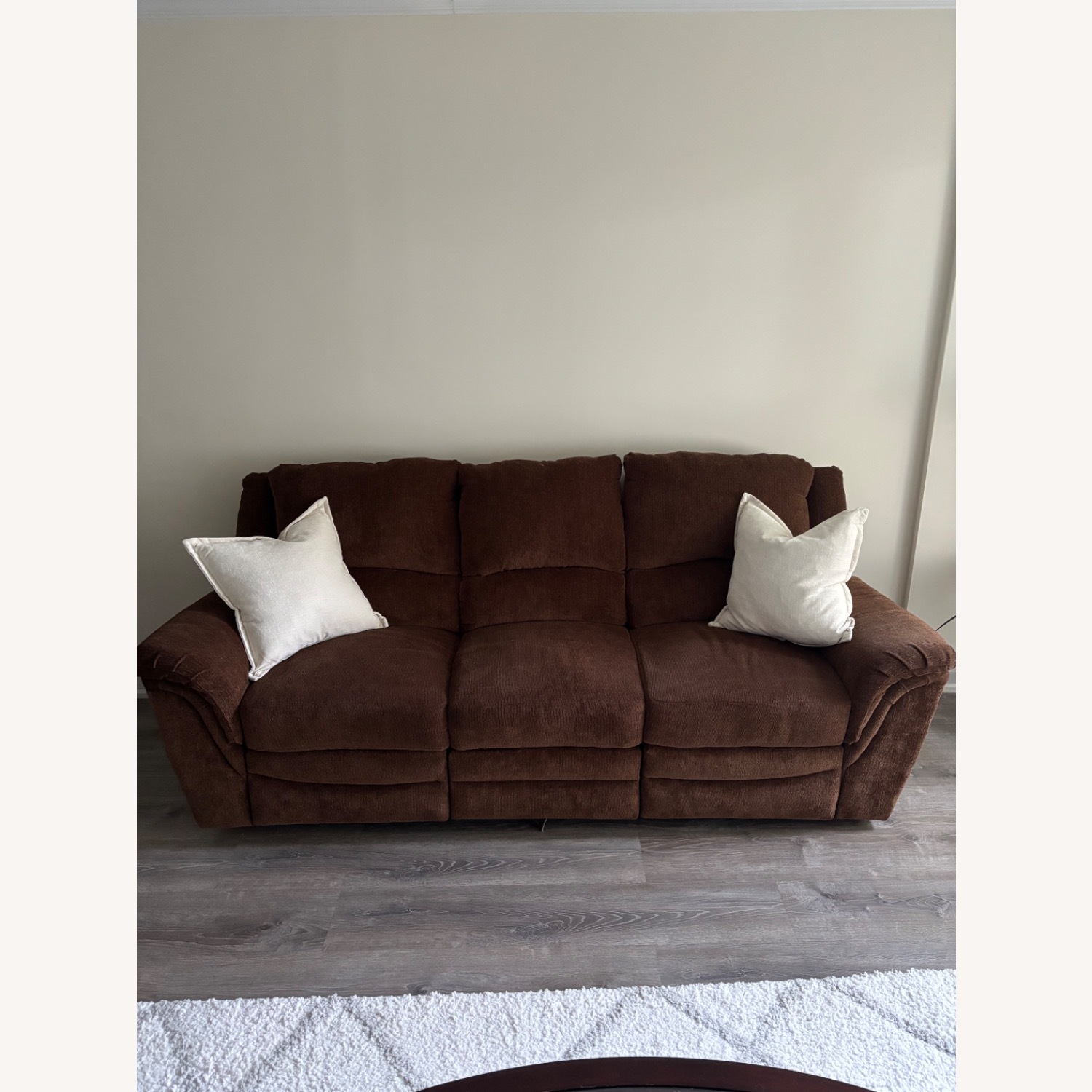 Dark Brown Fabric 3+ Seater Sofa - image-1