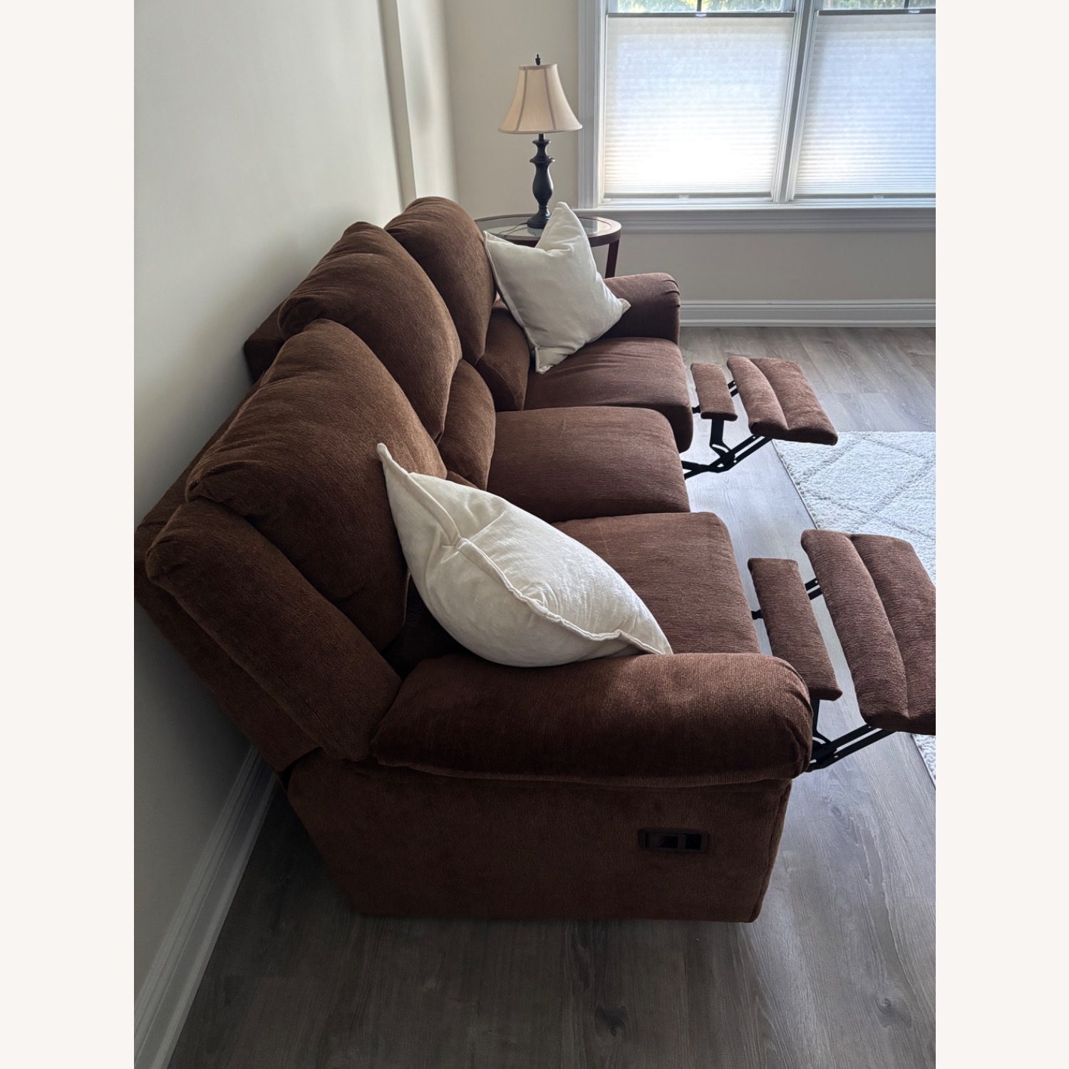 Dark Brown Fabric 3+ Seater Sofa - image-2