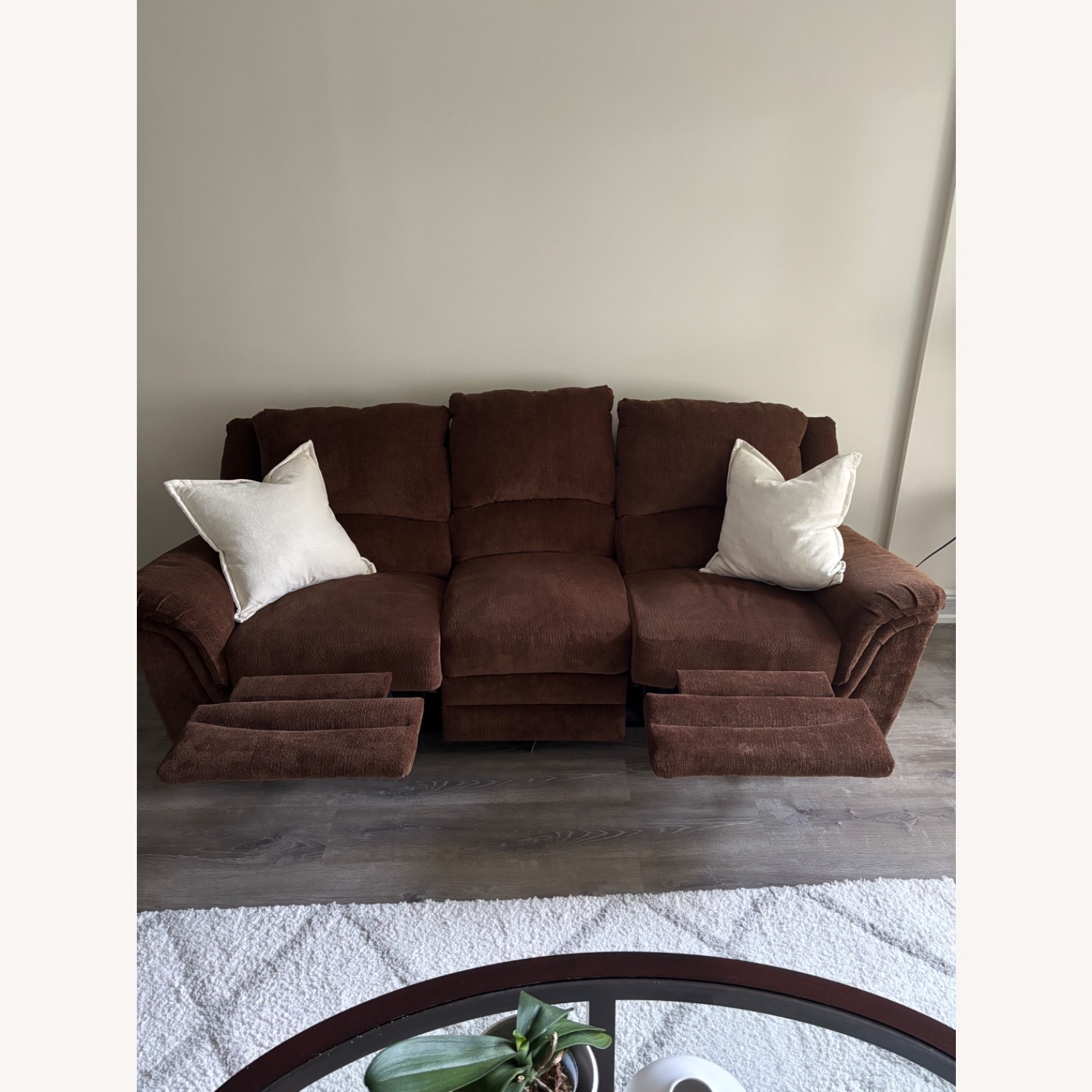 Dark Brown Fabric 3+ Seater Sofa - image-4