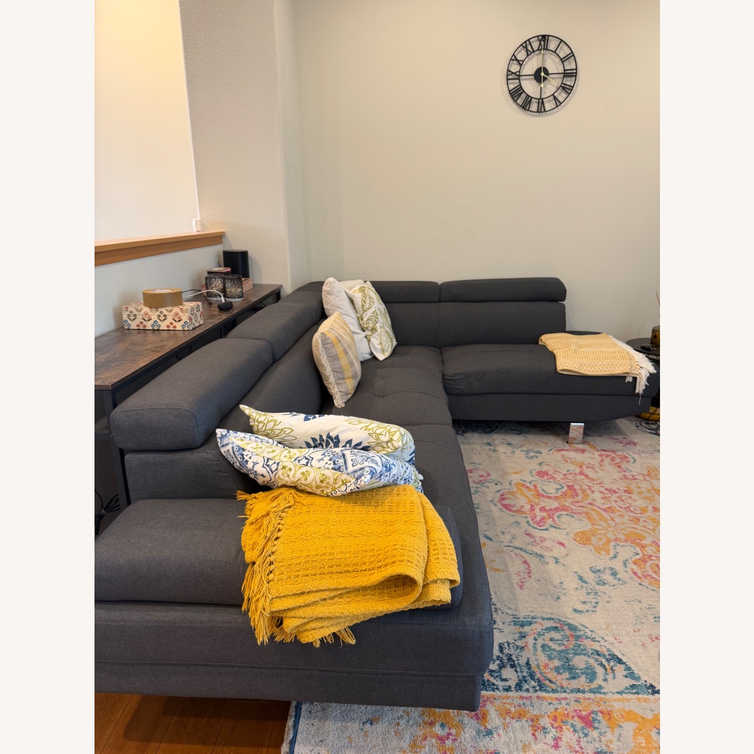 Wayfair Steinway Dark Gray Fabric 3+ Seater Sofa - image-2