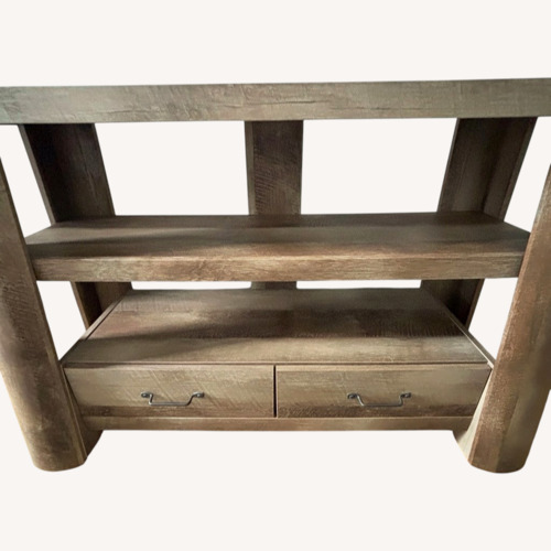 Used Rustic Tapered TV Console w Rounded Pillars for sale on AptDeco