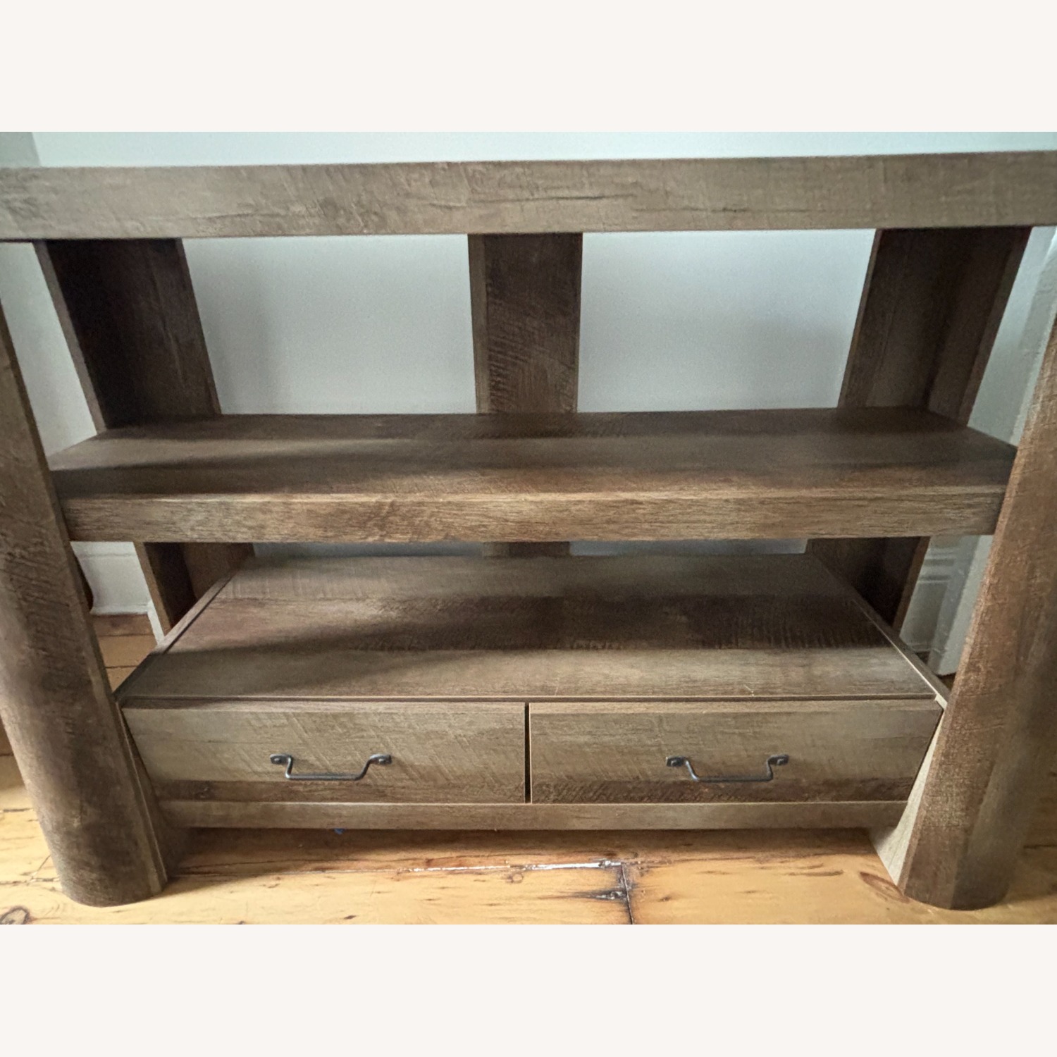 Rustic Tapered TV Console w Rounded Pillars - image-3