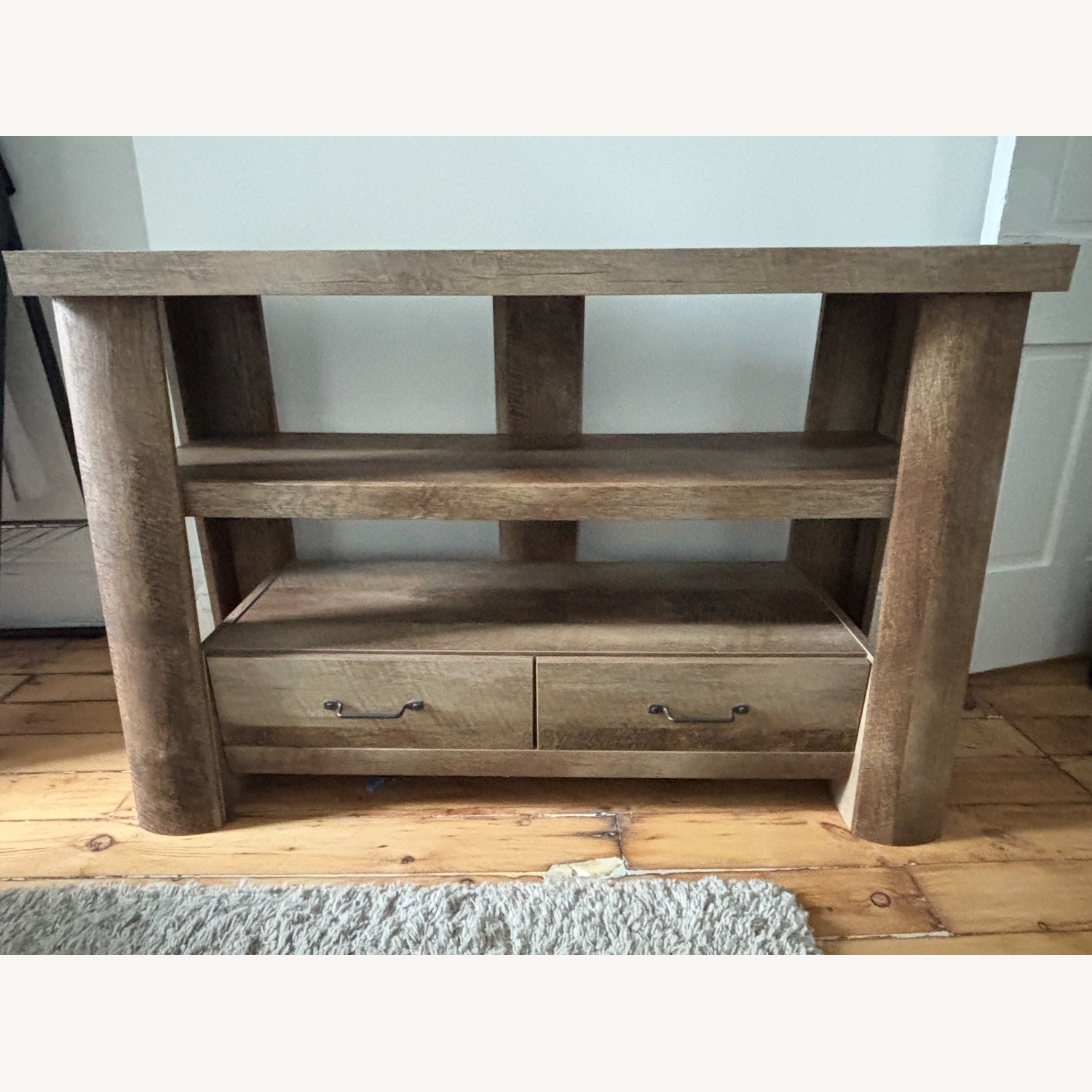 Rustic Tapered TV Console w Rounded Pillars - image-6