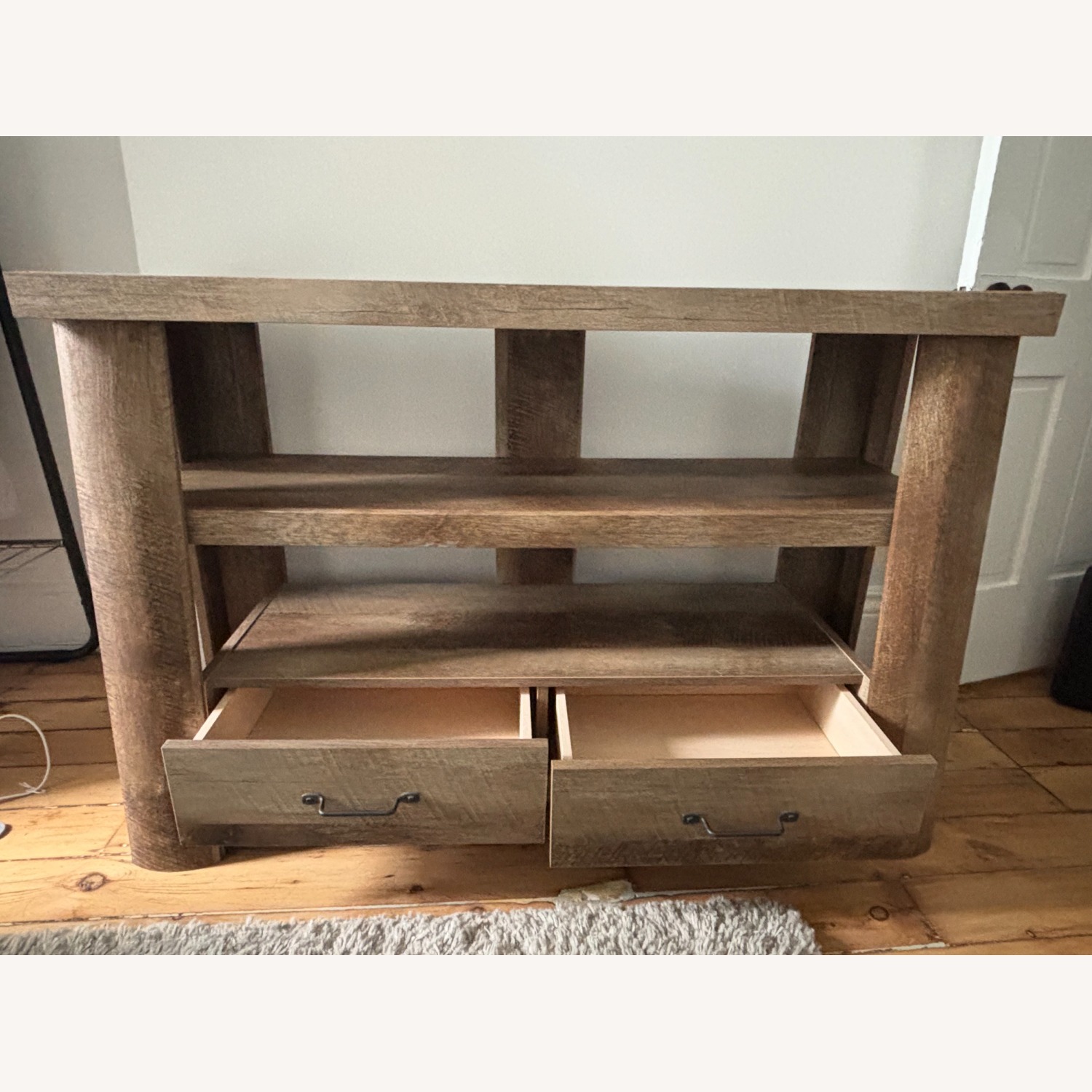Rustic Tapered TV Console w Rounded Pillars - image-2