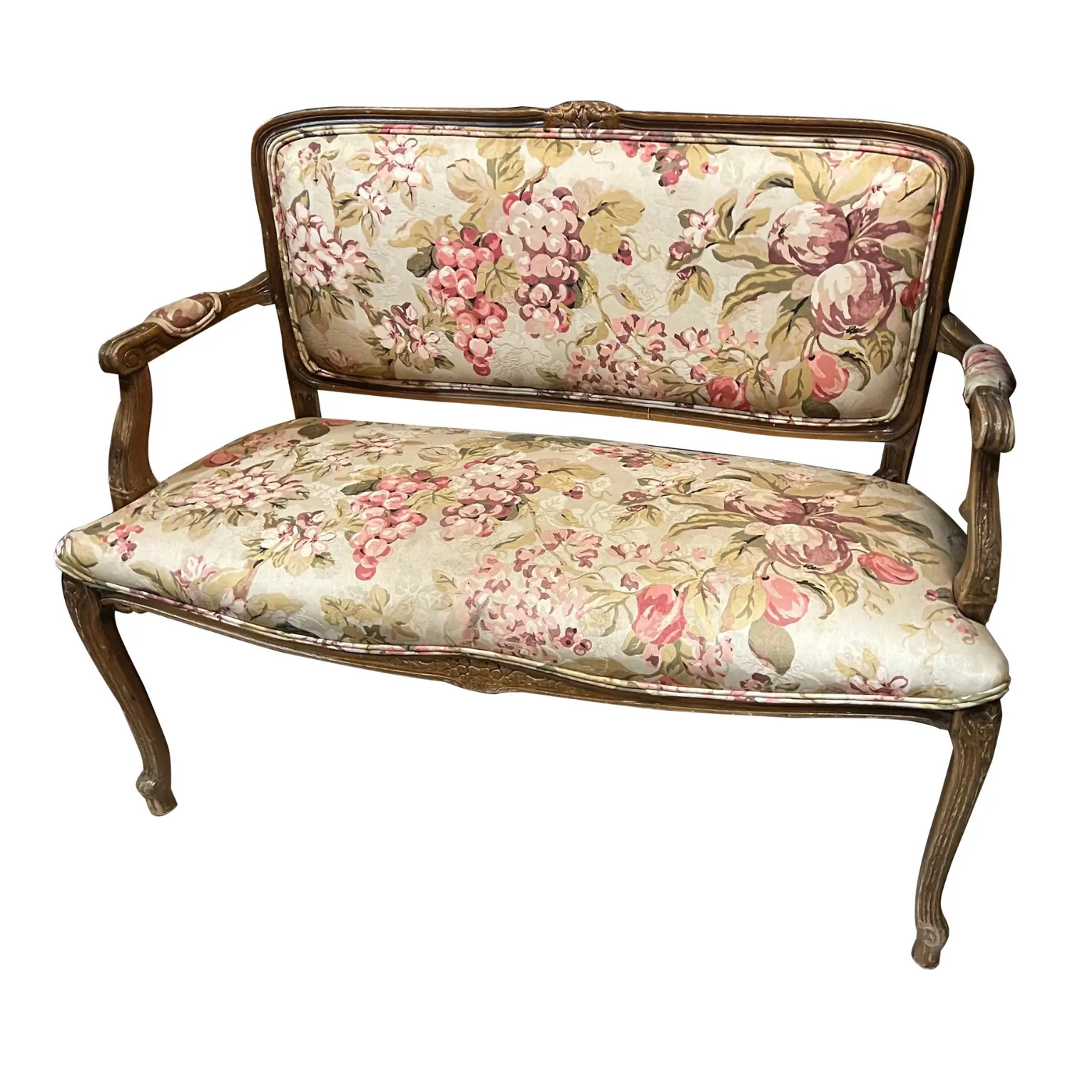 Vintage/Antique Fabric Loveseat - image-1