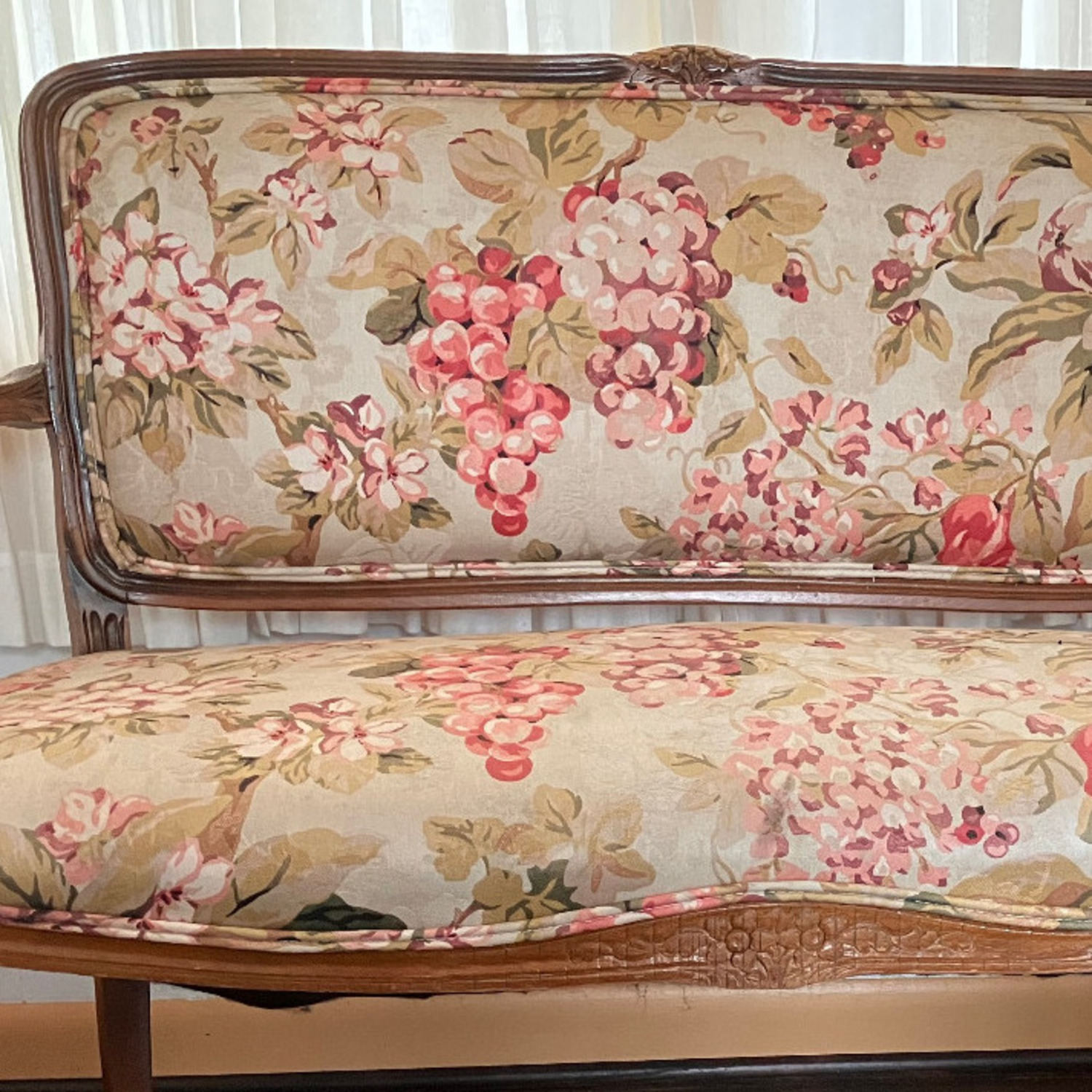 Vintage/Antique Fabric Loveseat - image-4