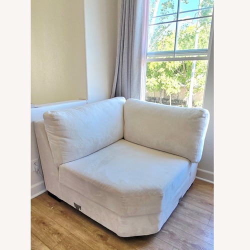 Used Living Spaces Santo Foam Il White Fabric Chaise Lounge for sale on AptDeco
