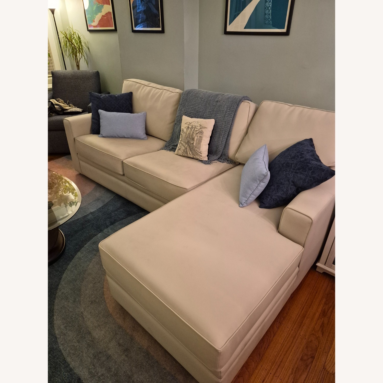 Pottery Barn Pearce White Leather 2 Piece Sectional - image-1
