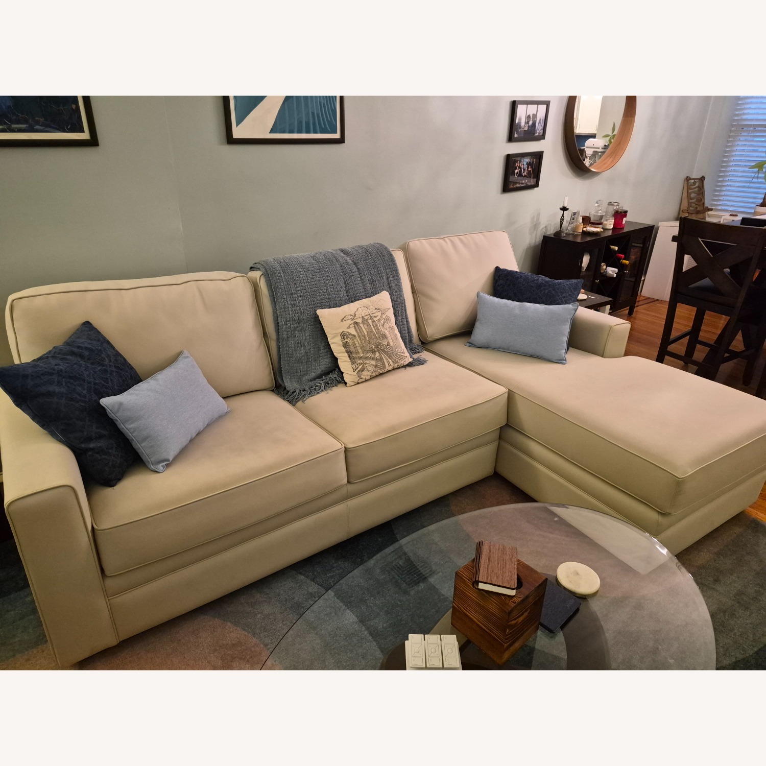 Pottery Barn Pearce White Leather 2 Piece Sectional - image-3
