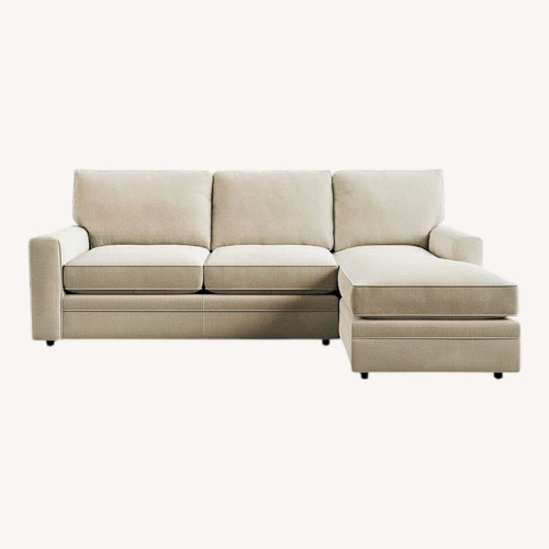 Used Pottery Barn Pearce White Leather 2 Piece Sectional for sale on AptDeco