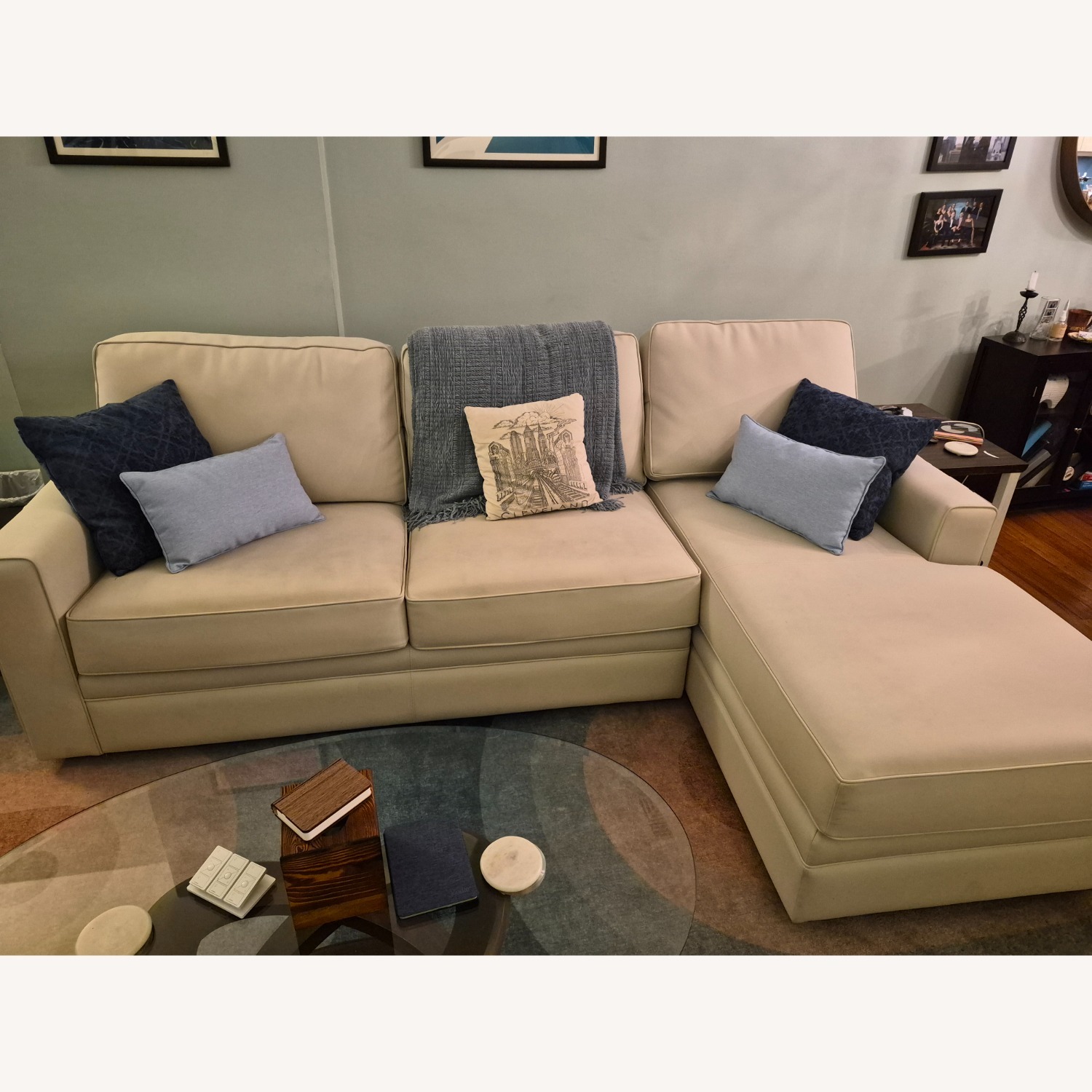 Pottery Barn Pearce White Leather 2 Piece Sectional - image-2