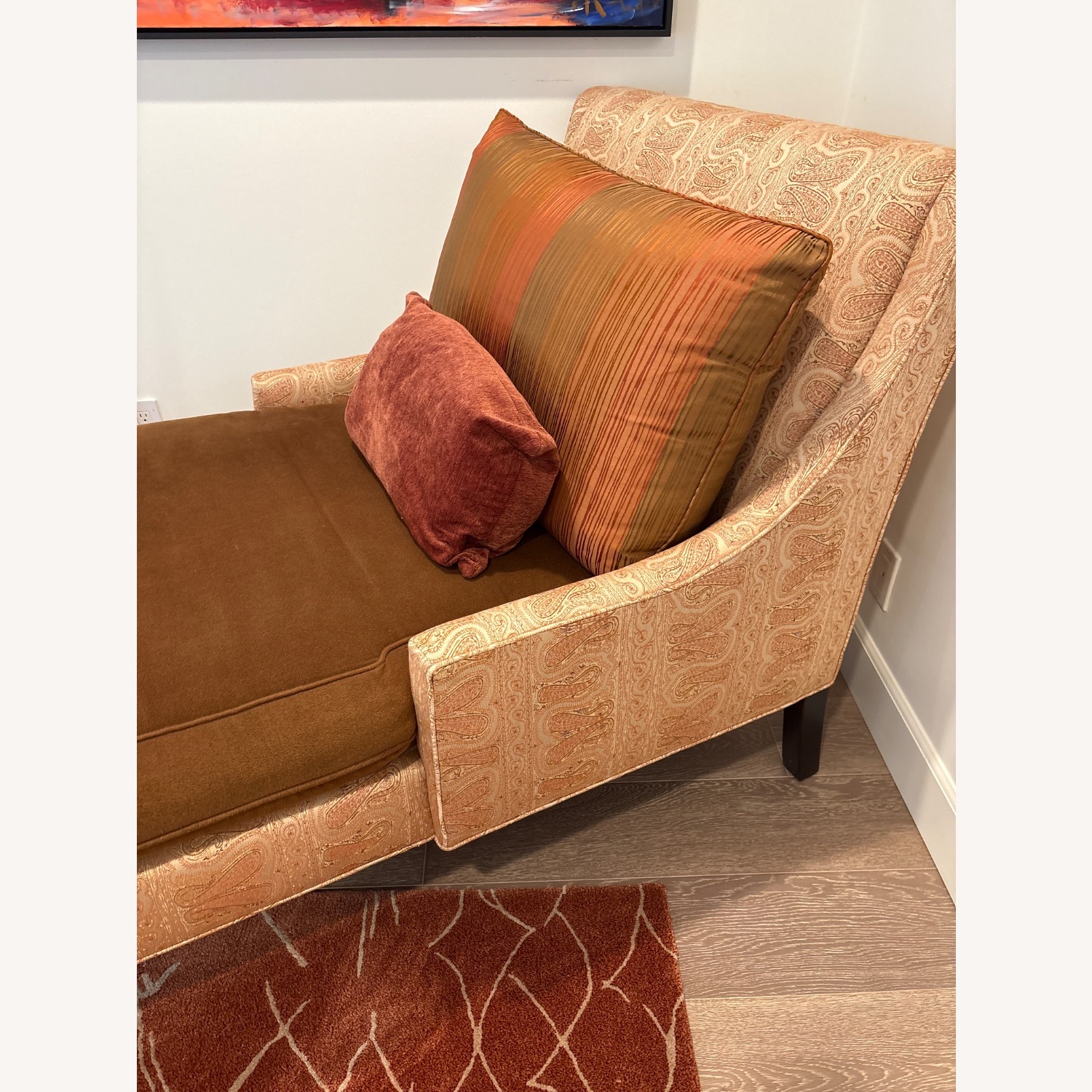 Dark Brown Wood Armchair/Chaise - image-3