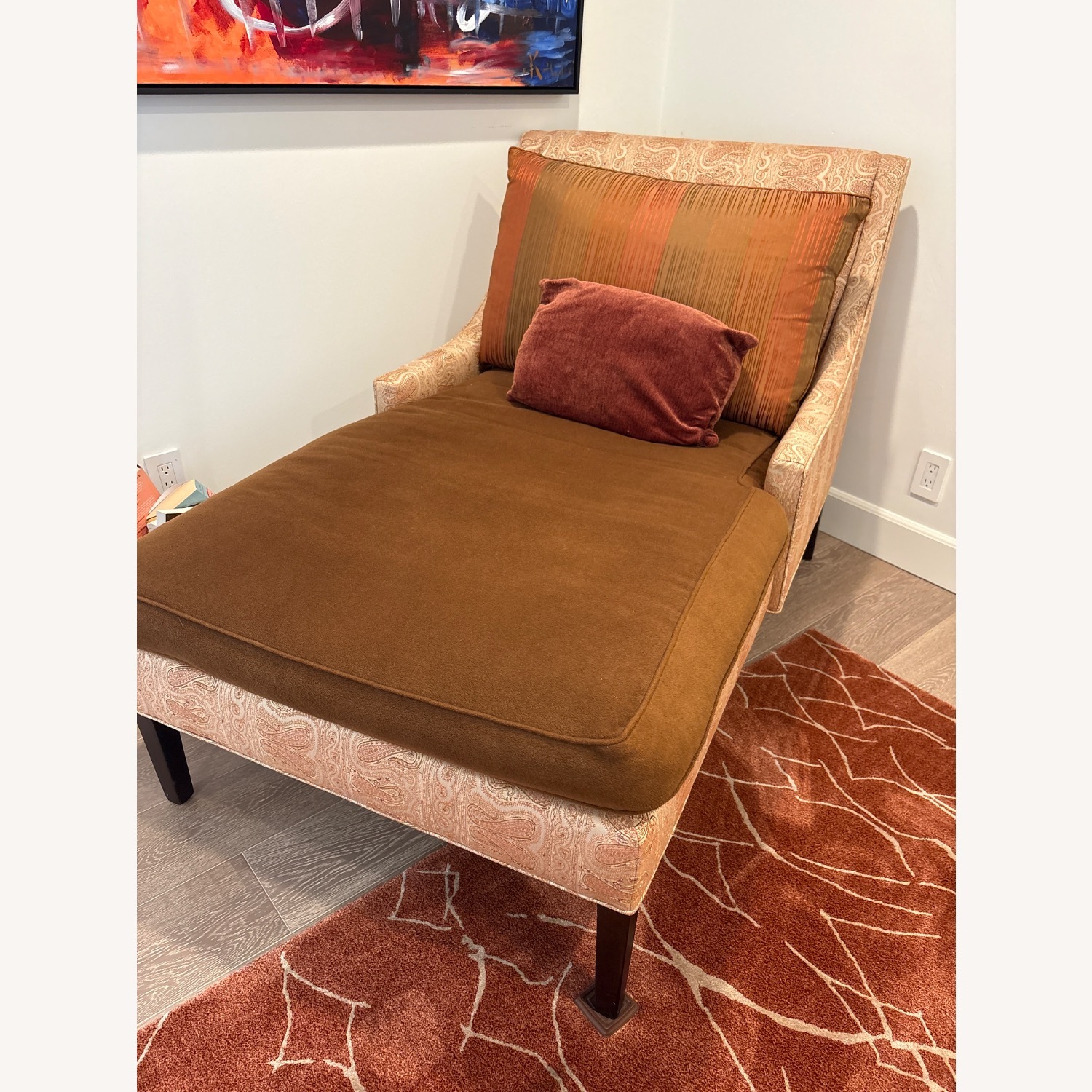 Dark Brown Wood Armchair/Chaise - image-1