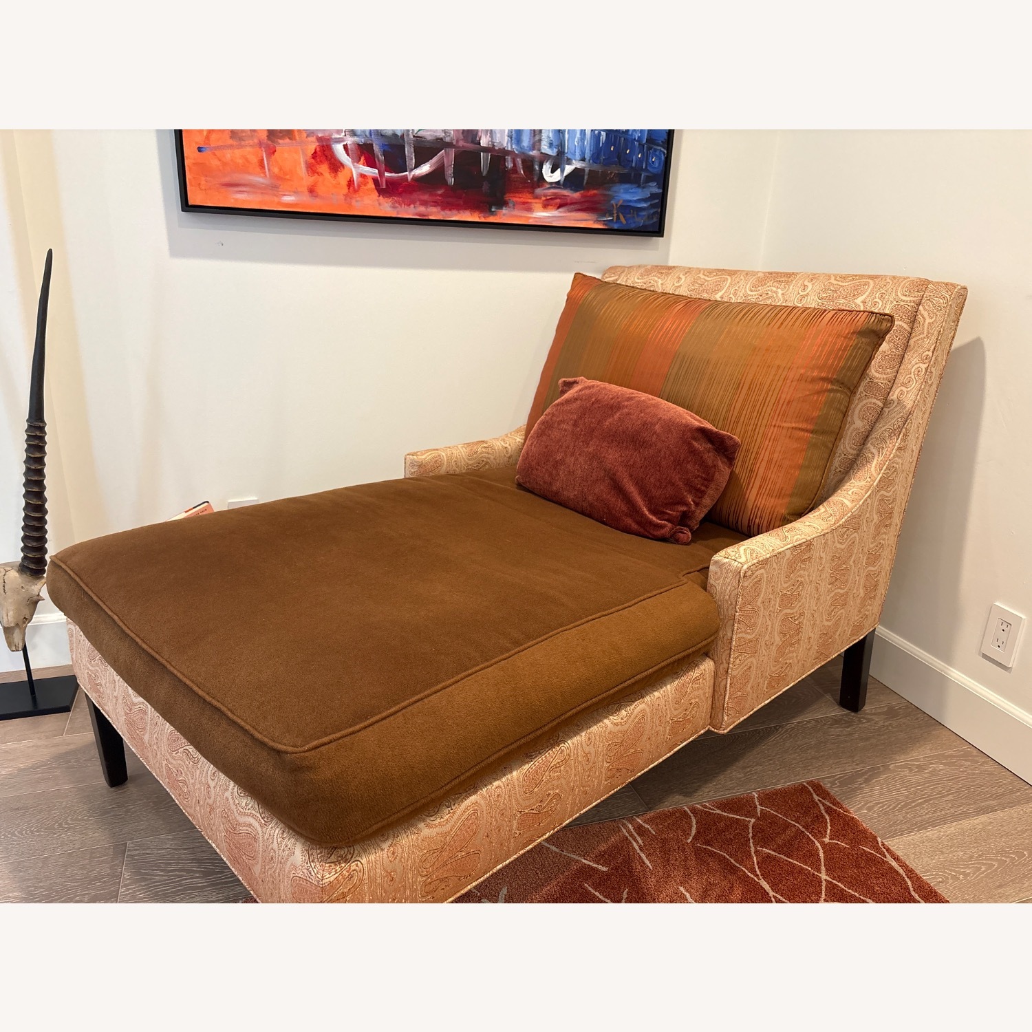 Dark Brown Wood Armchair/Chaise - image-2
