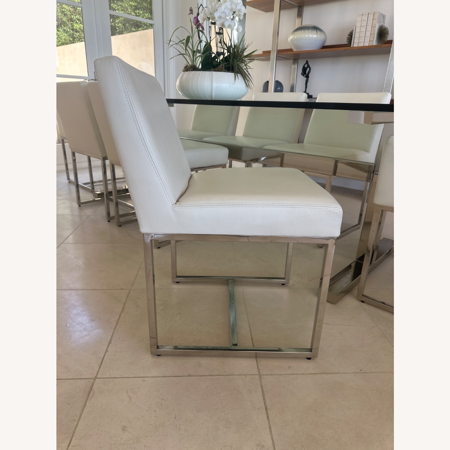 Restoration Hardware White Metal Dining Chairs - image-3