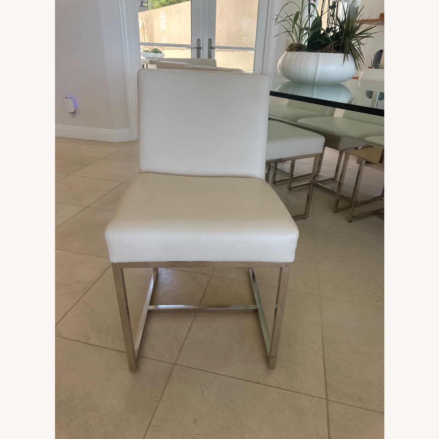 Restoration Hardware White Metal Dining Chairs - image-1