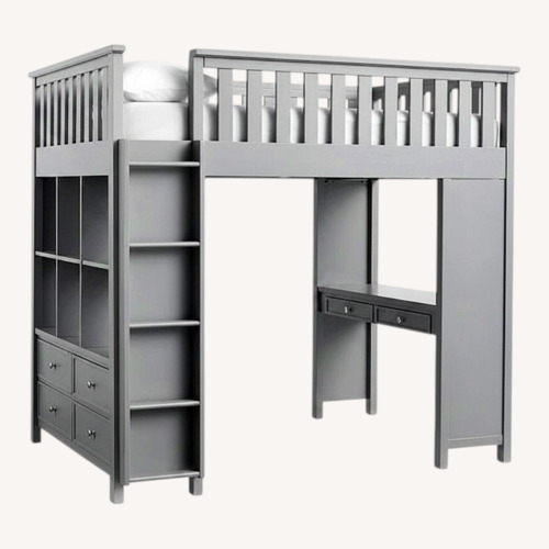 Used Pottery Barn Teen Blue Wood Bunk Bed for sale on AptDeco