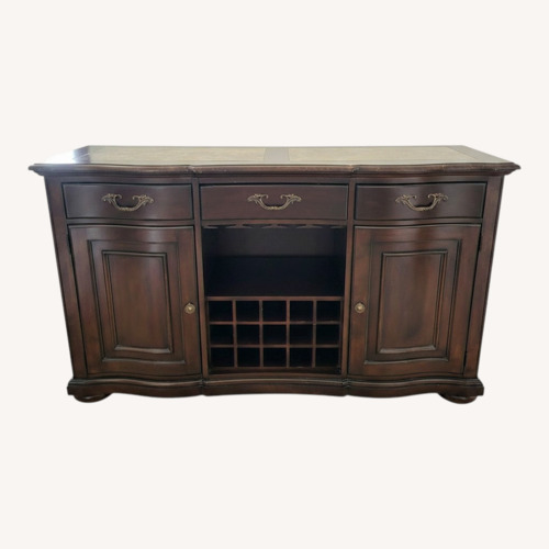 Used Bernhardt Stone-Inlay Buffet W 15 Bottle Wine Rack for sale on AptDeco