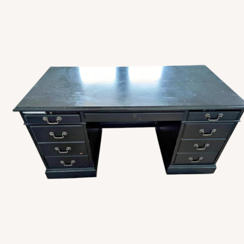 Used Solid Black Executive Desk w 7 Drawers  for sale on AptDeco