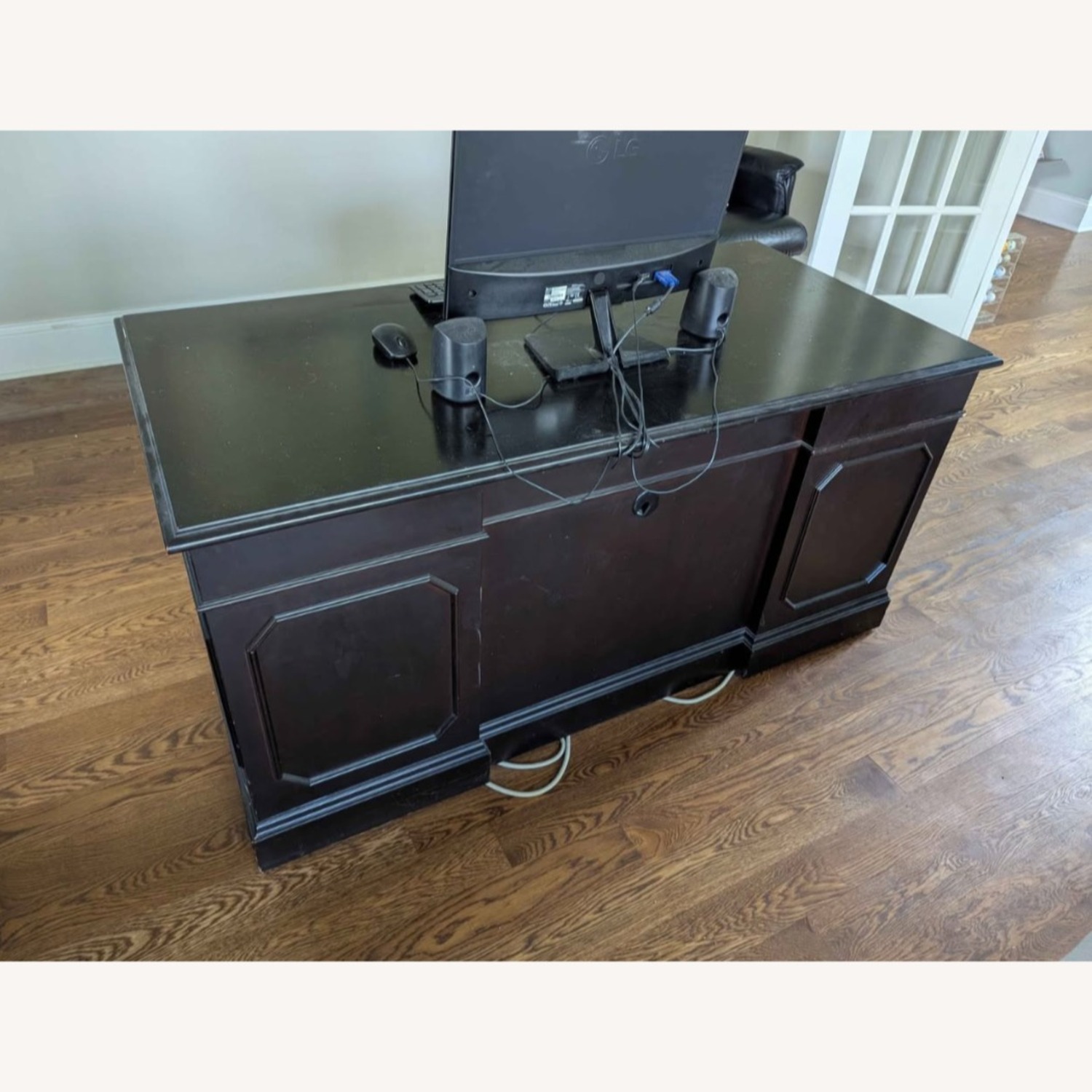 Solid Black Executive Desk w 7 Drawers  - image-5