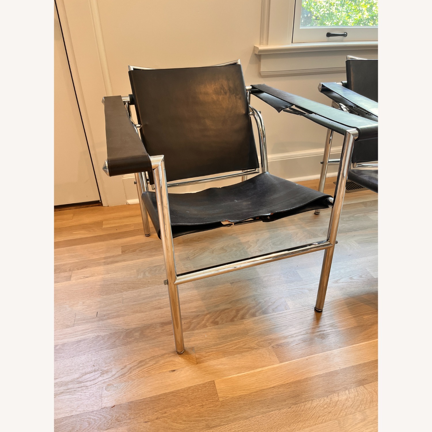 Vintage Pair Corbusier Leather LC1 Sling Chairs - image-0
